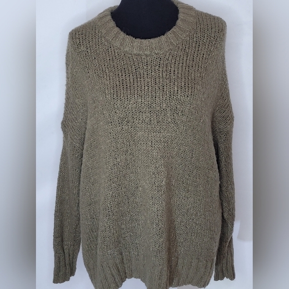 Aerie Big-Sky Oversized Green Crew Neck Wool/Alpaca Blend Sweater - Size XS - Picture 2 of 7